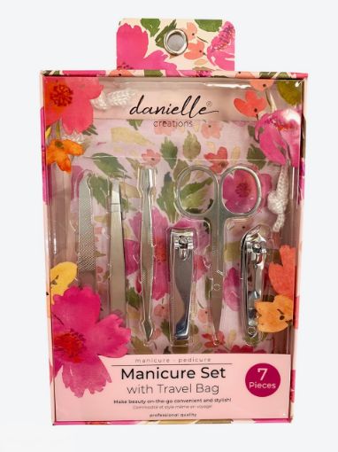Picture of DANIELLE MANICURE SET IN CASE 7PC - PINK FLORAL                            