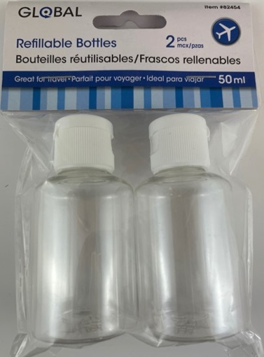 Picture of GLOBAL REFILLABLE BOTTLES 50 ML FLIP TOP - #82454 - CLEAR 2S