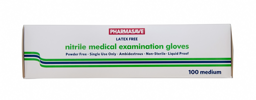 Picture of PHARMASAVE NITRILE GLOVES POWDER FREE - MEDIUM 100S                        