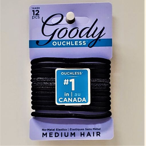 Picture of GOODY OUCHLESS ELASTICS - BLACK GLITTER 4MM 12S                            