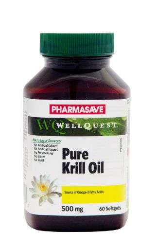 Picture of PHARMASAVE WELLQUEST PURE KRILL OIL SOFTGEL 55MG EPA/29MG DHA 60S          