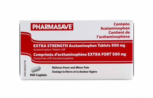 Picture of PHARMASAVE ACETAMINOPHEN - EXTRA STRENGTH CAPLET 500MG 100S                
