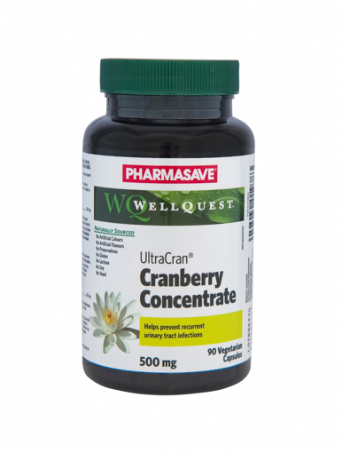 Picture of PHARMASAVE WELLQUEST ULTRACRAN CRANBERRY CONCENTRATE CAPSULE 500MG 90S     