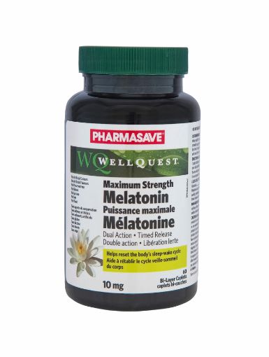 Picture of PHARMASAVE WELLQUEST MELATONIN DUAL ACTION TR BI-LAYER CAPLETS 10MG 60S    