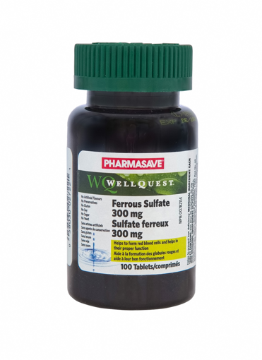 Picture of PHARMASAVE WELLQUEST FERROUS SULFATE 300MG TABLETS 100S                    