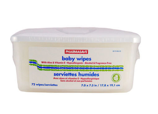 Picture of PHARMASAVE BABY WIPES UNSCENTED TUB 72S                                    