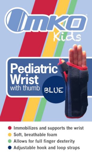 Picture of MKO BLUE PEDATRIC WRIST SUPPORT WITH THUMB - BLUE - LEFT               