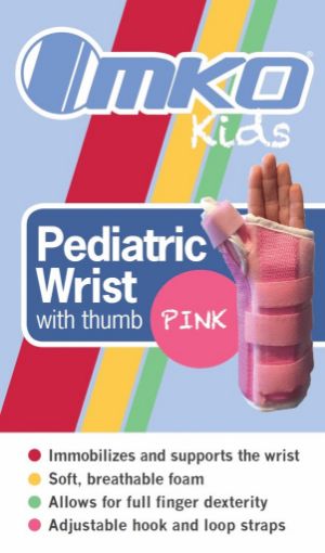 Picture of MKO PINK PEDIATRIC WRIST SUPPORT WITH THUMB - PINK - LEFT 