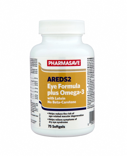Picture of PHARMASAVE AREDS2 EYE FORMULA + OMEGA-3 SOFTGELS 75S                       