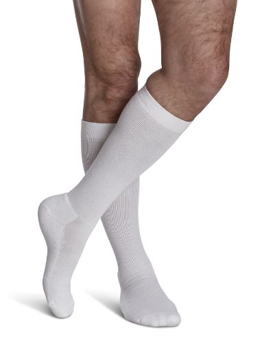 Picture of SIGVARIS SUPPORT HOSE - CUSHIONED - COTTON - WHITE - MEN - SIZE A 1PR      