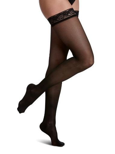 Picture of SIGVARIS SUPPORT HOSE - FASHION THIGH - BLACK - SIZE C 1PR                 