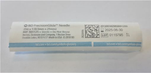 Picture of BD NEEDLE 25G X 1" SINGLE USE                   