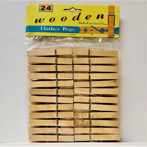 Picture of DETAILS WOODEN CLOTHES PEGS - WITH RUST RESISTANT 7 COIL SPRING 24S