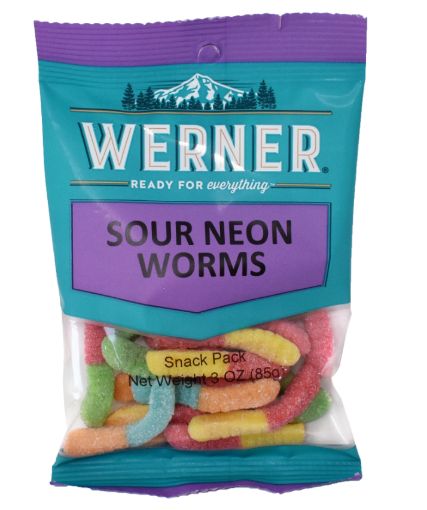 Picture of WERNER - SOUR NEON WORMS 85GR