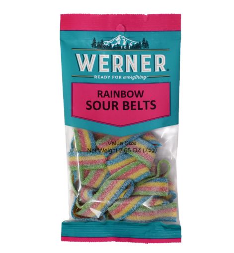 Picture of WERNER - RAINBOW SOUR BELTS 75GR