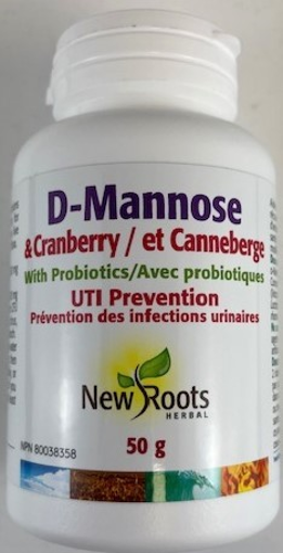 Picture of NEW ROOTS D-MANNOSE and CRANBERRY WITH PROBIOTICS 50GR