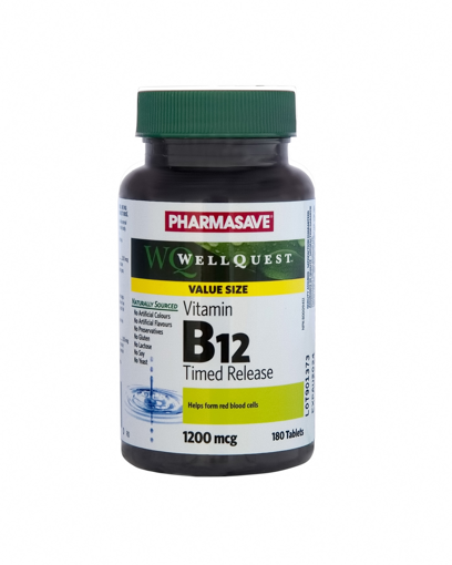 Picture of PHARMASAVE WELLQUEST VITAMIN B12 1200MCG TR TABLETS 180S