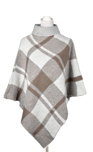 Picture of CLW PONCHO - DIAGONAL PLAID - BROWN