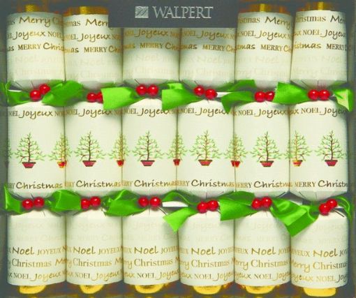 Picture of WALPERT DELUXE XMAS CRACKERS - GREETINGS ON LINEN 12IN 6S