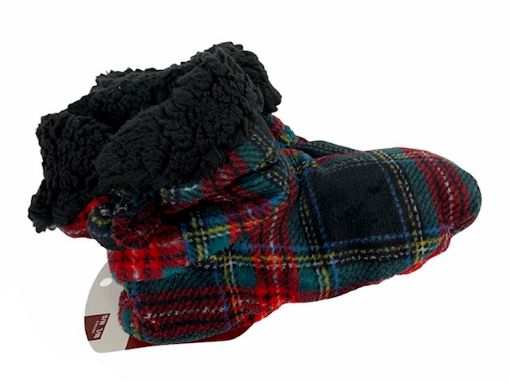Picture of GREAT NORTHERN BOOTIE SLIPPERS - SHERPA LINED - TARTAN - LADIES - 22941