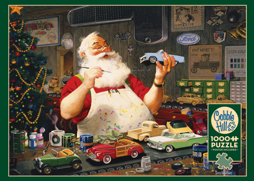 Picture of COBBLE HILL 1000PC PUZZLE - SANTA PAINTING CARS