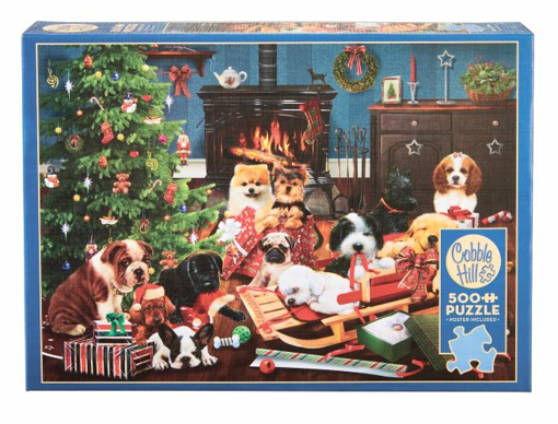 Picture of COBBLE HILL 500PC PUZZLE - CHRISTMAS PUPPIES
