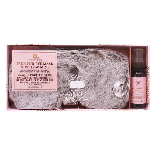 Picture of AROMA HOME GREY FUR MASK AND PILLOW MIST SET - LAVENDER PILLOW MIST