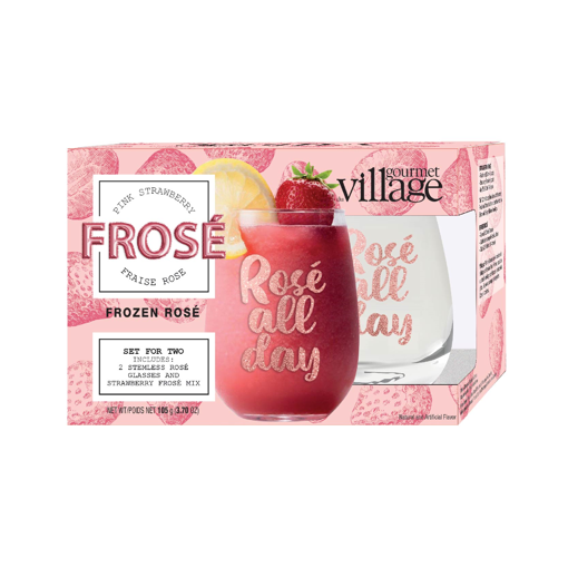 Picture of GOURMET DU VILLAGE STRAWBERRY FROSE WINE GLASSES GIFT SET  TFROKST