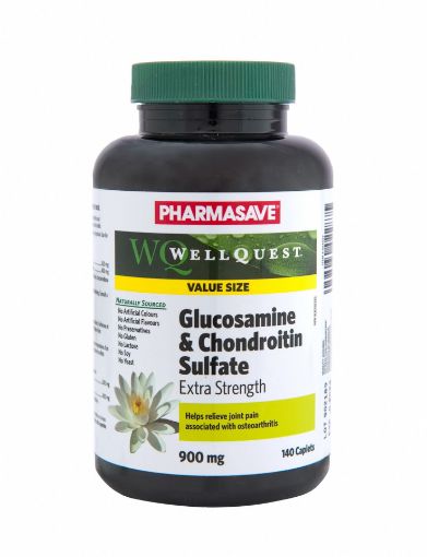 Picture of PHARMASAVE WELLQUEST GLUCOSAMINE and CHONDROITIN SULFATE CAPLET 900MG 140S