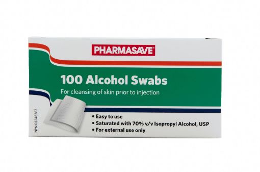 Picture of PHARMASAVE ALCOHOL SWABS 70% 100S