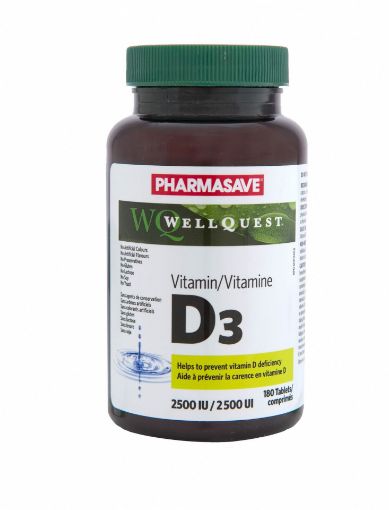 Picture of PHARMASAVE WELLQUEST VITAMIN D3 2500IU TAB 180S