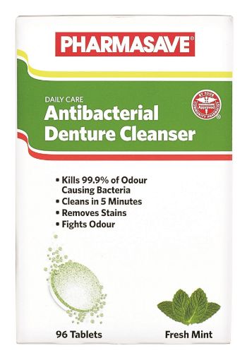 Picture of PHARMASAVE DENTURE CLEANSER - FRESH MINT TABLET 96S