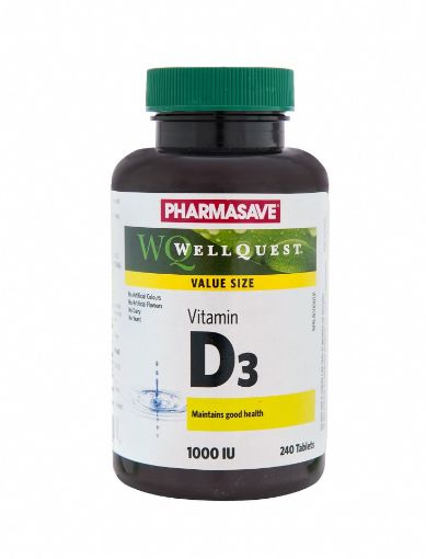 Picture of PHARMASAVE WELLQUEST VITAMIN D3 1000IU TABLETS 240S