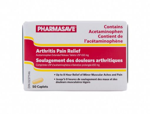 Picture of PHARMASAVE ACETAMINOPHEN ARTHRITIS PAIN RELIEF 650MG CAPLETS 50S