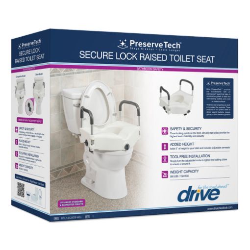 Picture of DRIVE PRESERVE TECH SECURE LOCK RAISED TOILET SEAT - WITH HANDLES 5IN