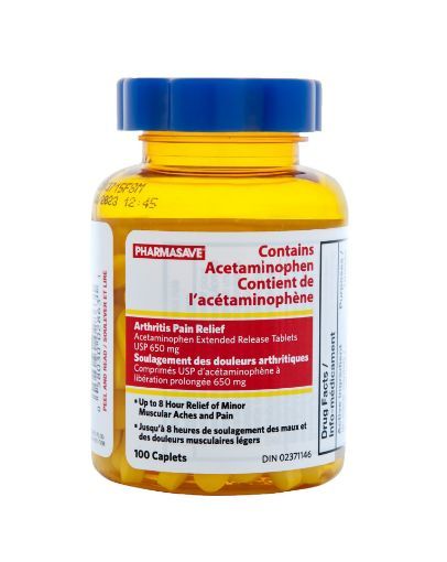 Picture of PHARMASAVE ACETAMINOPHEN ARTHRITIS PAIN RELIEF 650MG CAPLETS 100S