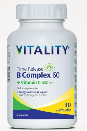 Picture of VITALITY TIME RELEASE B COMPLEX 60 + VITAMIN C 600MG 30S