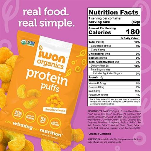 Picture of IWON ORGANICS PROTEIN PUFFS - CHEDDAR CHEESE 42GR