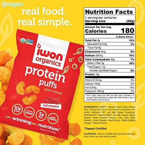 Picture of IWON ORGANICS PROTEIN PUFFS - RED PEPPER 42GR