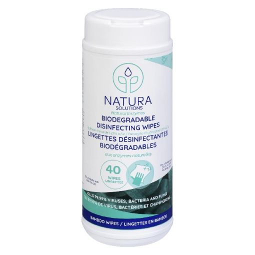 Picture of NATURA SOLUTIONS BIODEGRADABLE BAMBOO DISINFECTING  SURFACE WIPES 40S