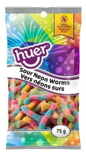 Picture of HUER PEG - SOUR NEON WORMS 75GR