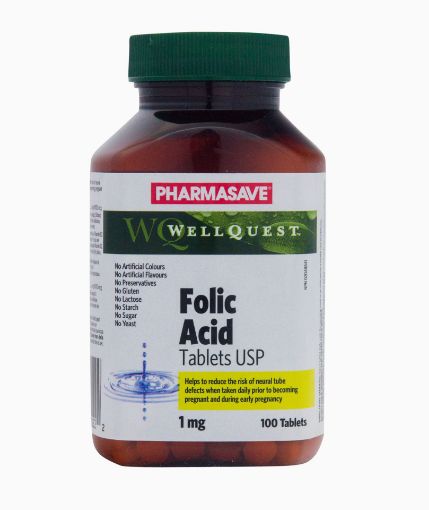 Picture of PHARMASAVE WELLQUEST FOLIC ACID TABLET 1.0MG 100S