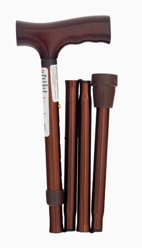 Picture of PHARMASAVE ALUMINUM CANE - FOLDING - BRONZE W/POUCH