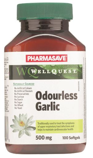 Picture of PHARMASAVE WELLQUEST GARLIC - ODOURLESS - NATURAL SOURCE CAPSULE 500MG 100S