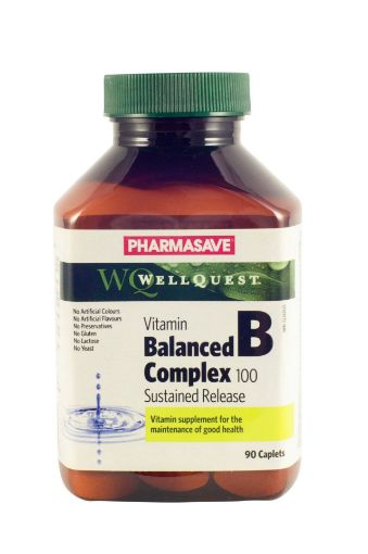 Picture of PHARMASAVE WELLQUEST BALANCED B COMPLEX 100 TIME RELEASE CAPLET 90S