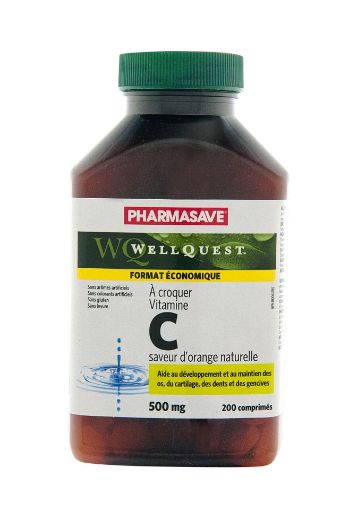 Picture of PHARMASAVE WELLQUEST VITAMIN C - ORANGE - CHEWABLE 500MG 200S