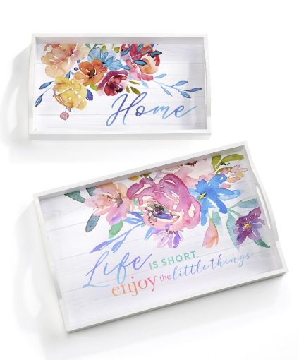 Picture of GIFT CRAFT FLORAL NESTING TRAYS - WITH SENTIMENT - SET OF 2
