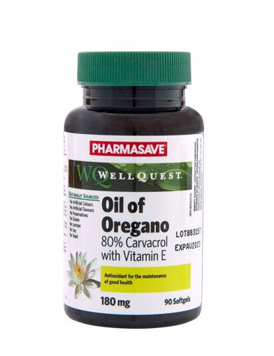 Picture of PHARMASAVE WELLQUEST OIL OF OREGANO 80% CARVACROL W/VIT E SOFTGEL 90S