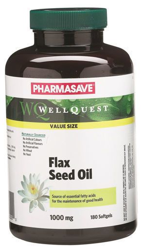 Picture of PHARMASAVE WELLQUEST FLAX SEED OIL - ORGANIC SOFTGEL CAPSULE 1000MG 180S