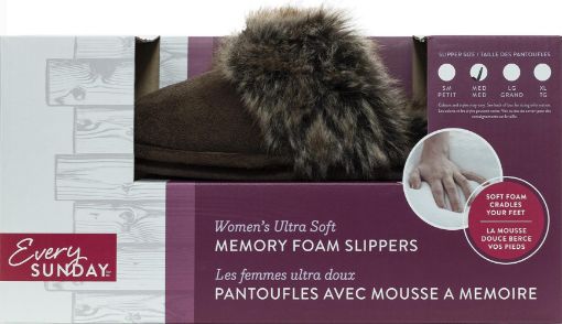 Picture of EVERY SUNDAY SLIPPERS WOMNS MEMORY FOAM - NATURAL FUR TRIM - BROWN 1860400